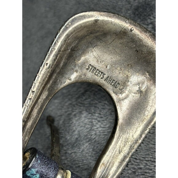 Streets Ahead Blue Leather Silver Metal Medium Belt USA Made Unique Design - Picture 7 of 8